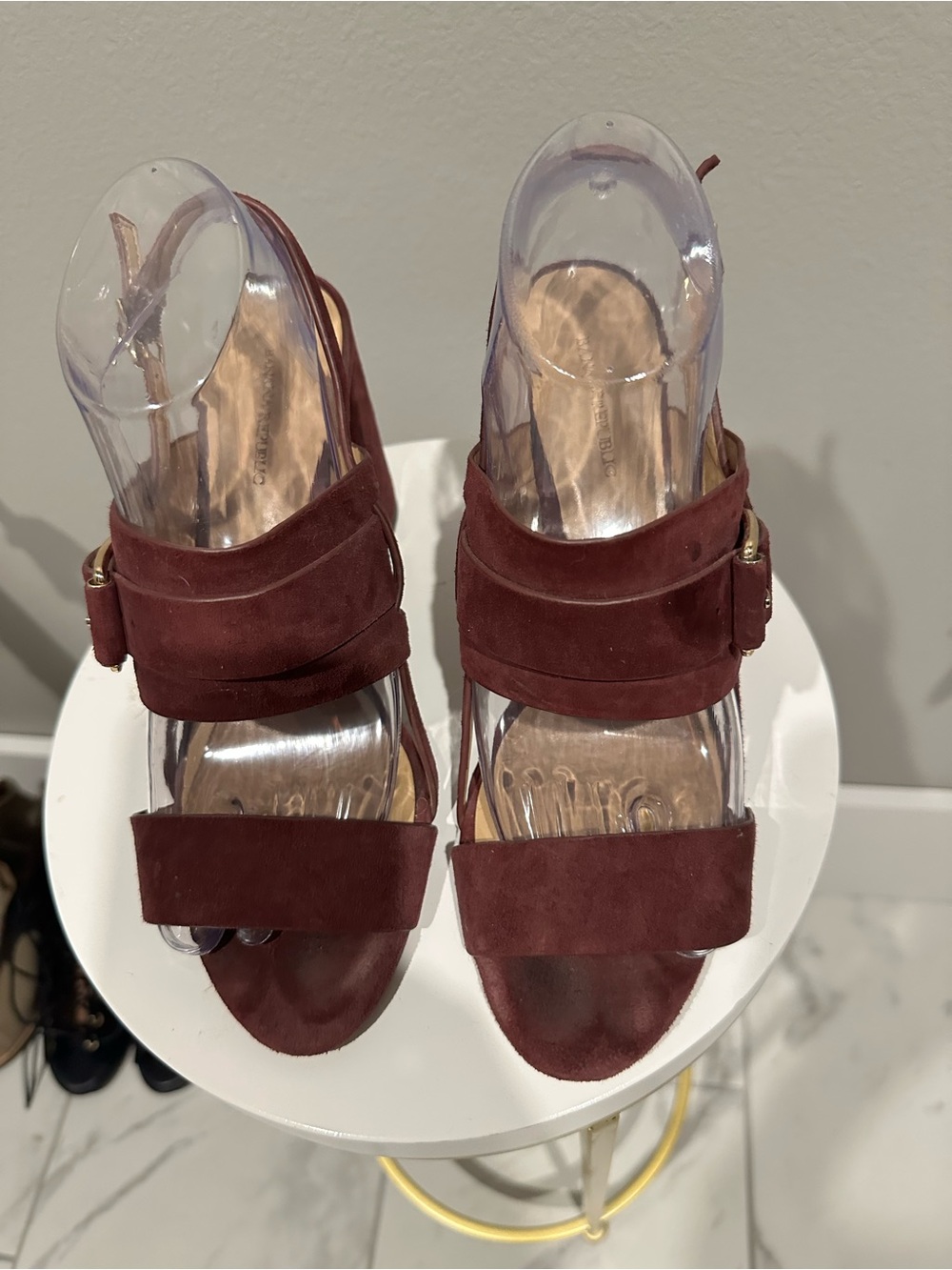 Banana Republic Burgundy Suede Block Heel Sandals
